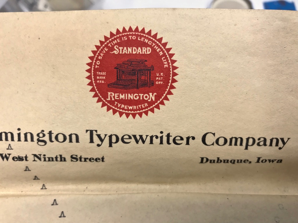 Old original letterhead with iconic logo and slogan from Remington