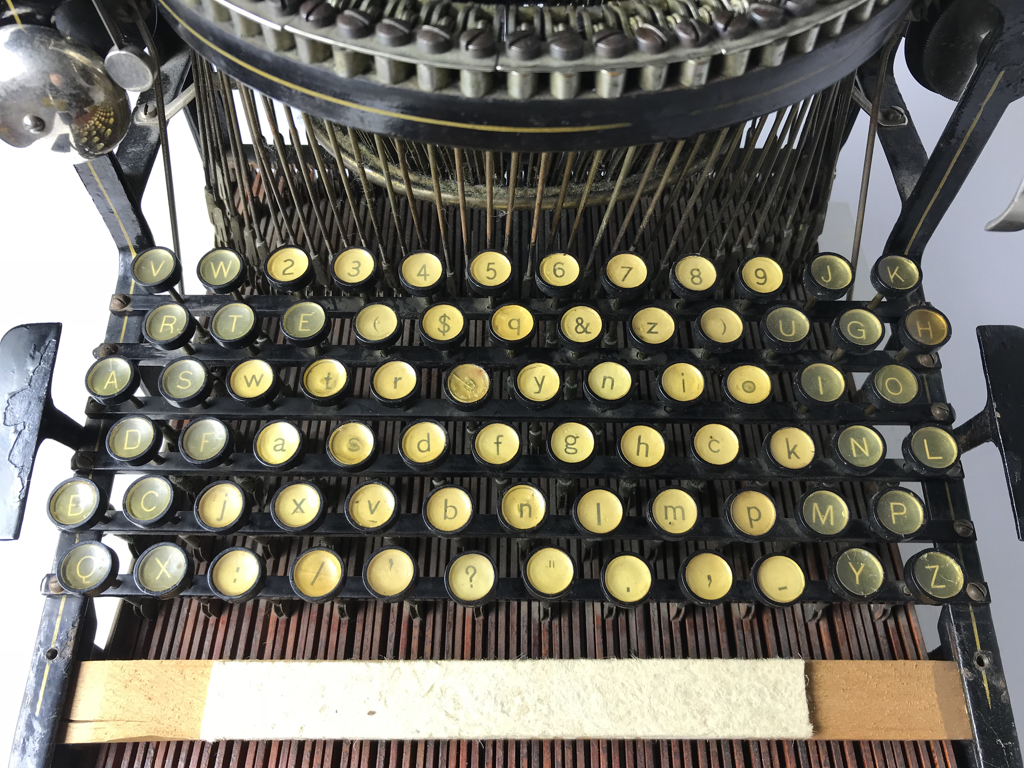 Each key is attached to a wooden lever.